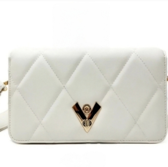 Valentino Orlandi NWT White Quilted Crossbody V Logo Gold Hardware - Picture 7 of 8